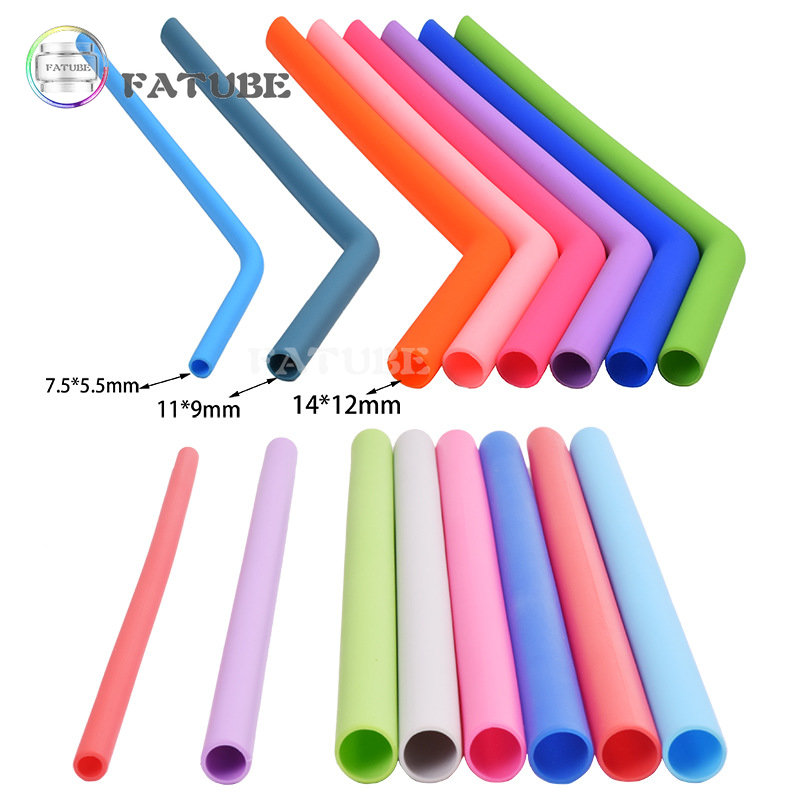 Reusable Straw - 10 Pajitas de Silicona Curvas y