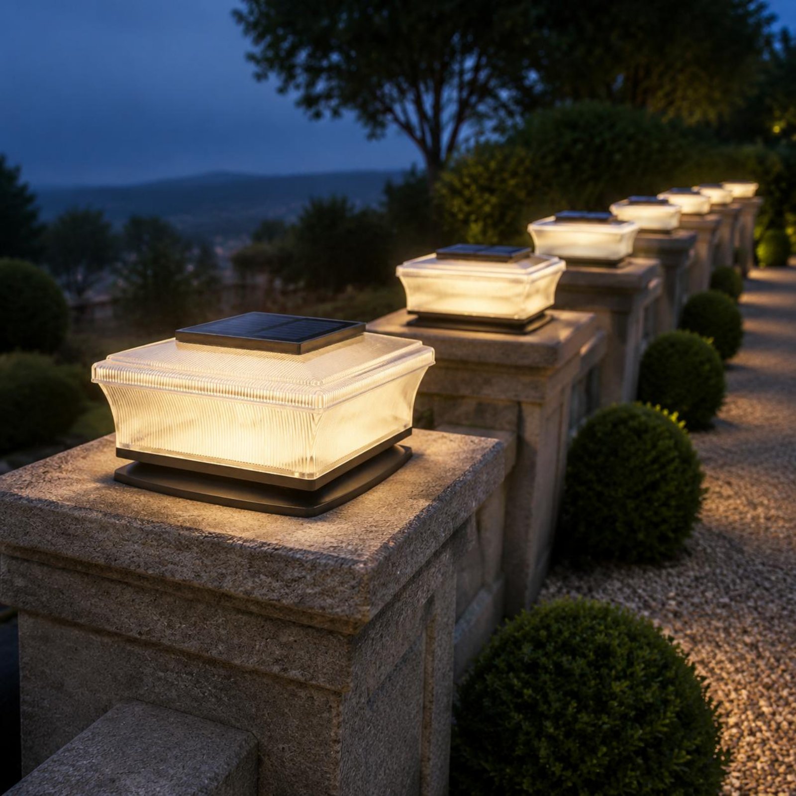 Solar Garden Light - Lámpara Solar Inalámbrica para Poste, Cuadrada,