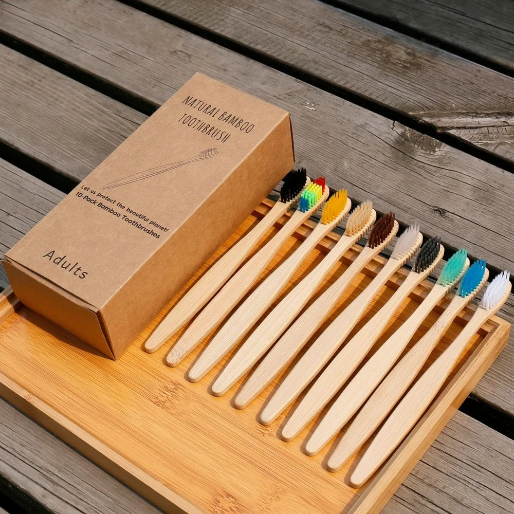 Bamboo Toothbrush - 10 Uds cepillo de dientes colorido