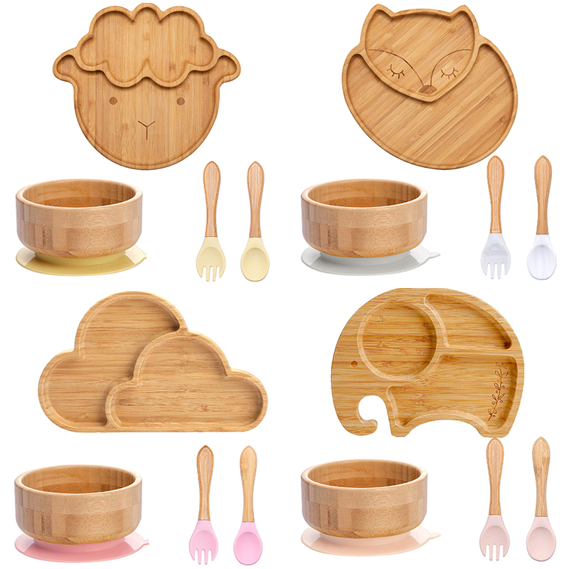 Bamboo Cutlery - Vajilla de 4 piezas para niños,