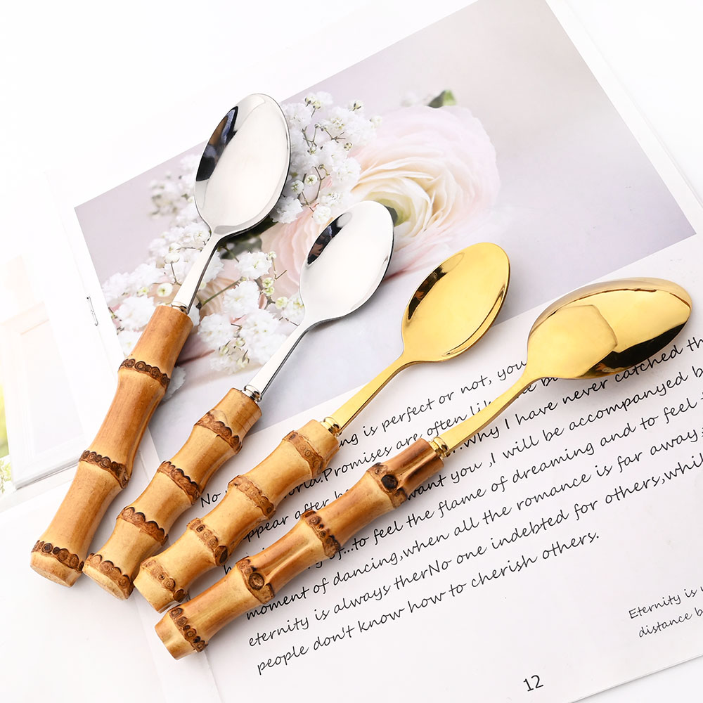 Juego de vajilla 304 con mango - Bamboo Cutlery reseña y precio