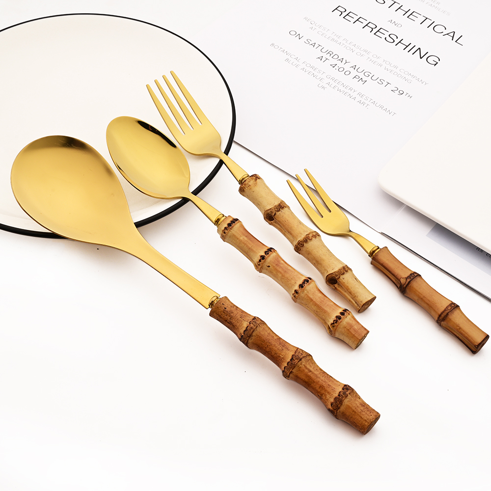 Juego de vajilla 304 con mango - Bamboo Cutlery reseña y precio