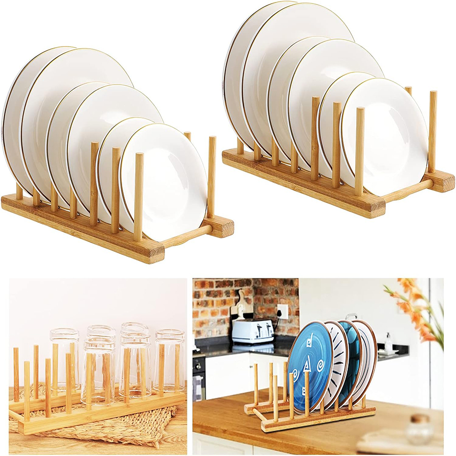 Estante para platos de bambú,  - Bamboo Cutlery reseña y precio