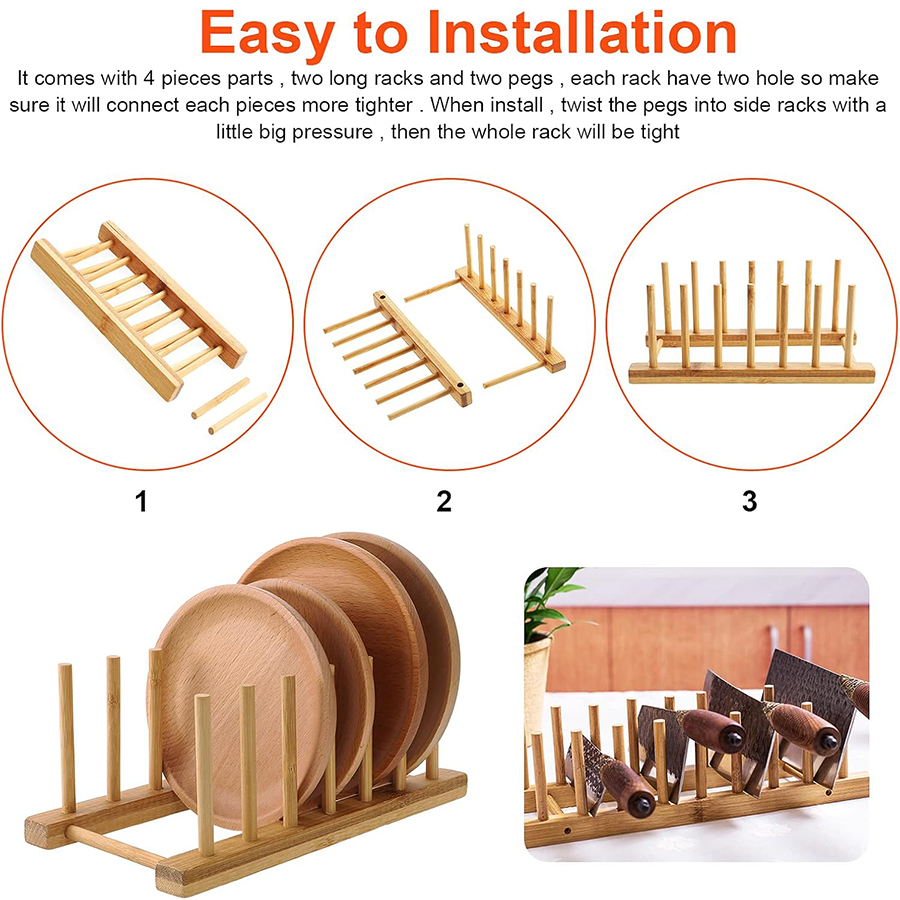 Estante para platos de bambú,  - Bamboo Cutlery reseña y precio